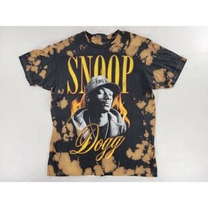 SNOOP DOGG T-SHIRT BLACK BROWN TIE DYE MARBLE‎ DESTROYED DISTRESS MEN'S SZ M EUC